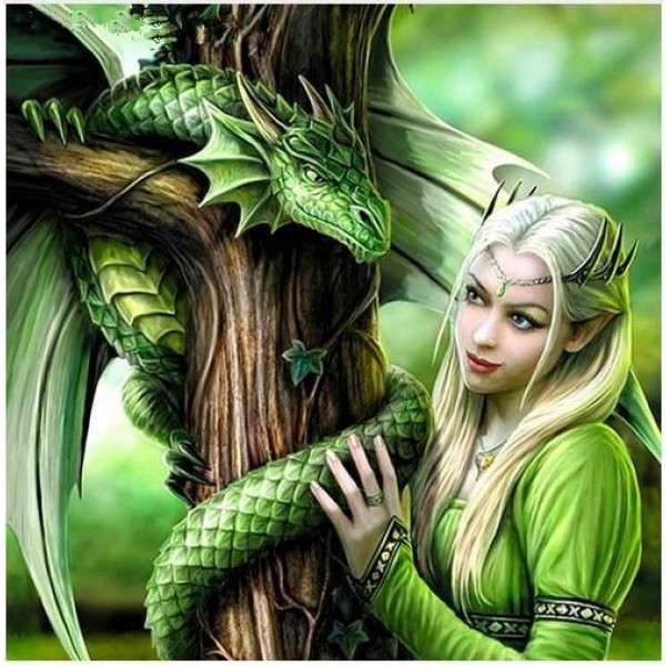 Animals Dragons Paintings Diamond Art Cartoon Girl