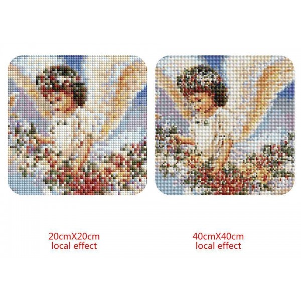 Birds Flowers People Adorable Flaying Angel Diamond Painting Kit Square